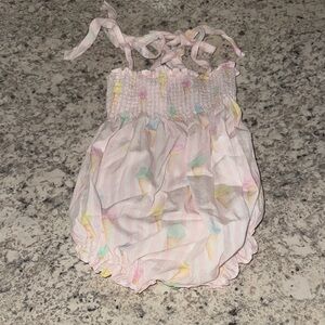 Sal + Pimenta light pink Striped Baby Romper with ice cream cones!! 12 m